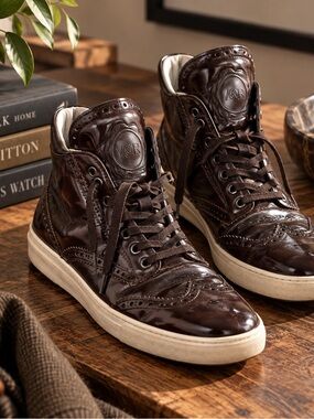Viktor & Rolf Glossy Dark Brown Wingtip Derby Sneakers